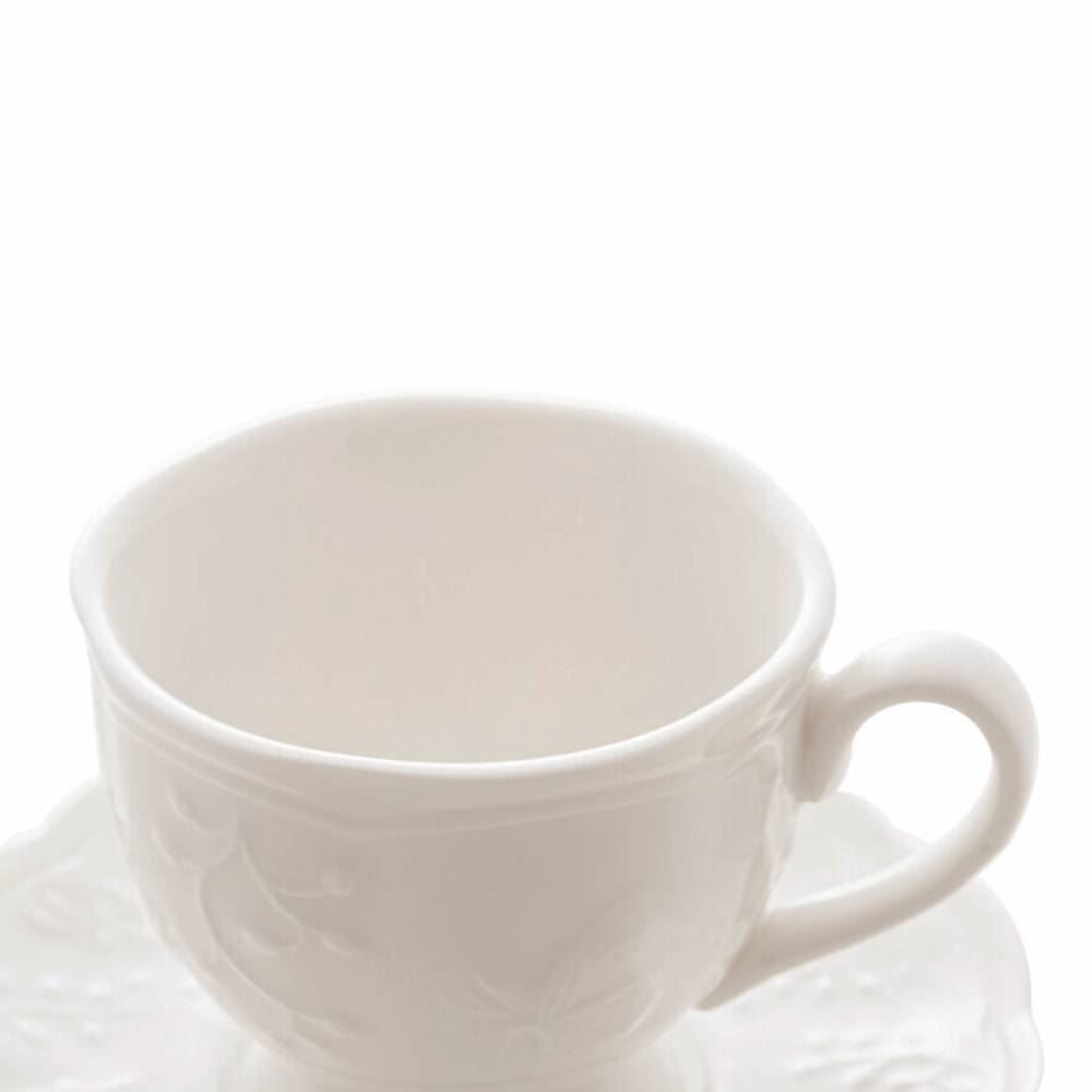 Xícara De Café Com Pires Lyor De Porcelana Butterfly 100Ml - Branco