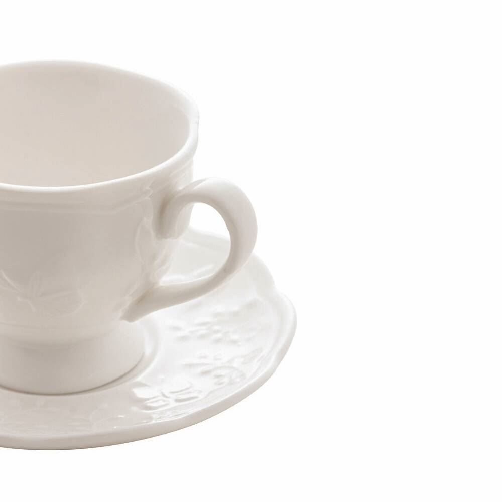 Xícara De Café Com Pires Lyor De Porcelana Butterfly 100Ml - Branco