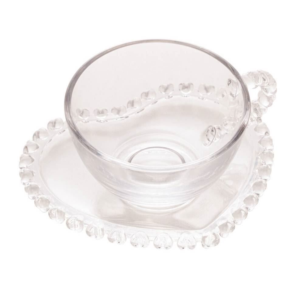 Xícara De Chá Com Pires Lyor Coração 170Ml - Transparente