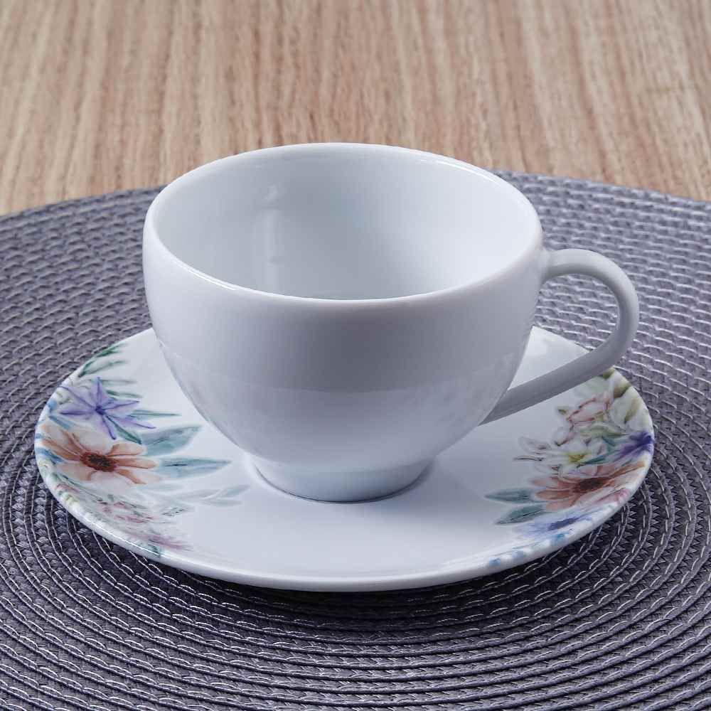 Xícara De Chá Com Pires Porcelana Floratta Tramontina - 250ml