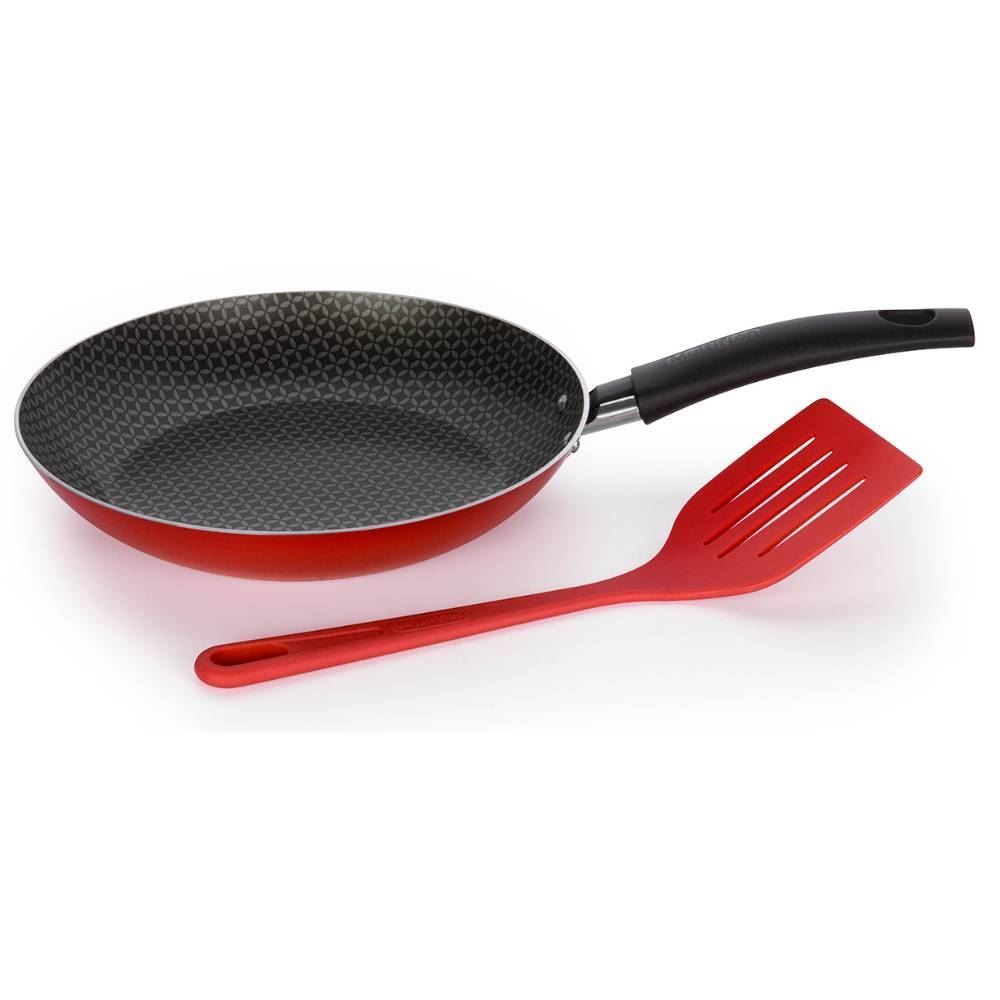  Frigideira Gourmet 22 Cm Com Espátula Multiflon - Vermelho