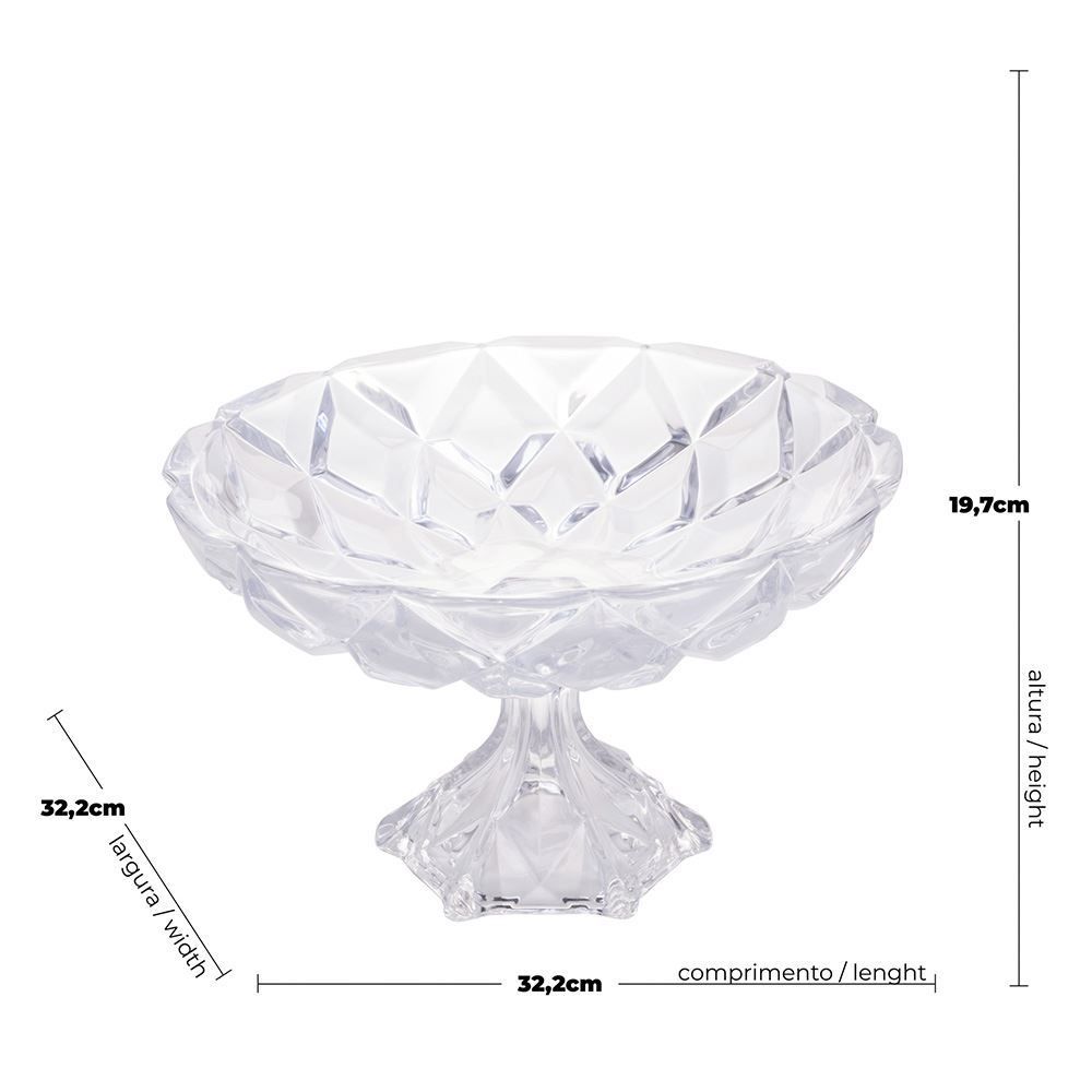 Centro Mesa C/ Pe Deli 32,5X19,5Cm - Cristal
