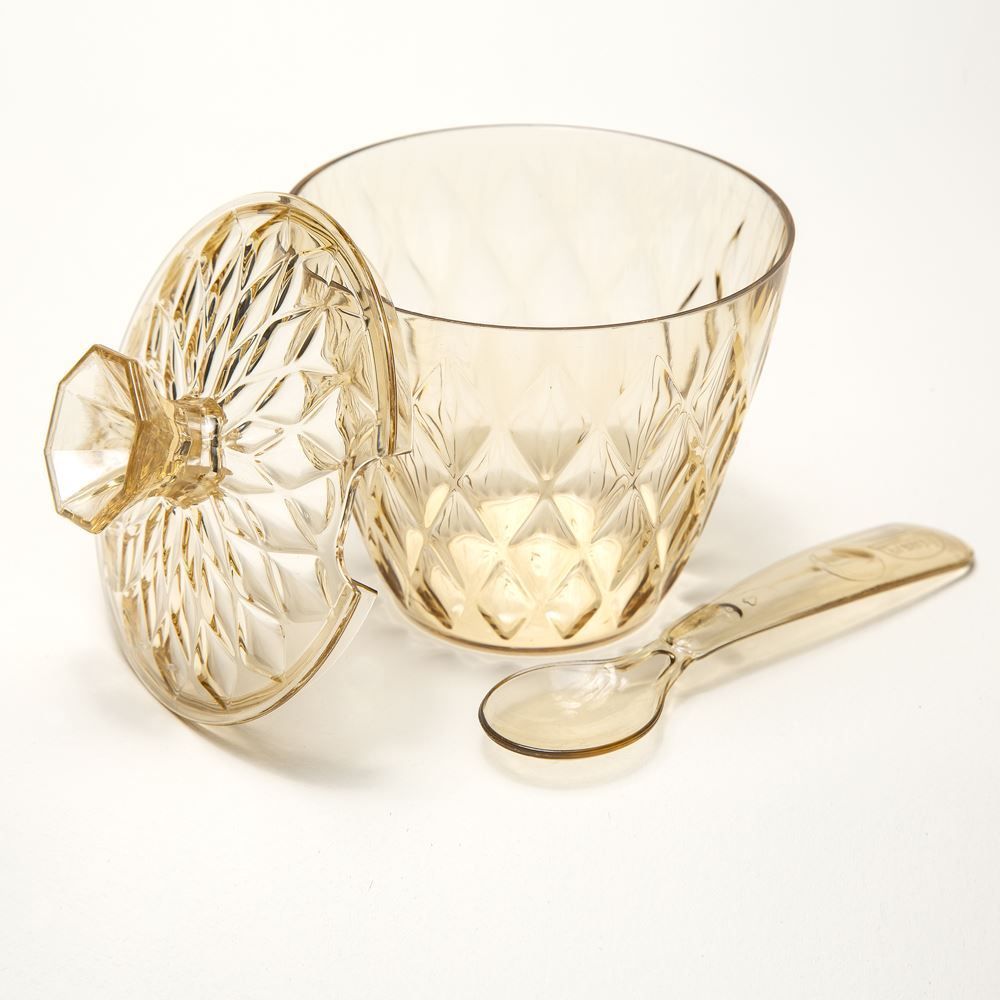 Açucareiro Com Colher Plasútil Glamour 330Ml - Ambar