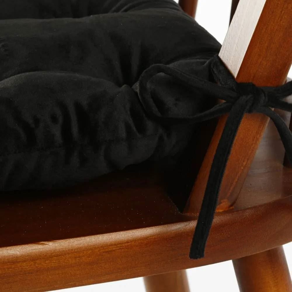 Almofada Para Assento Futton 42X42cm Veludo Italiano - Preto