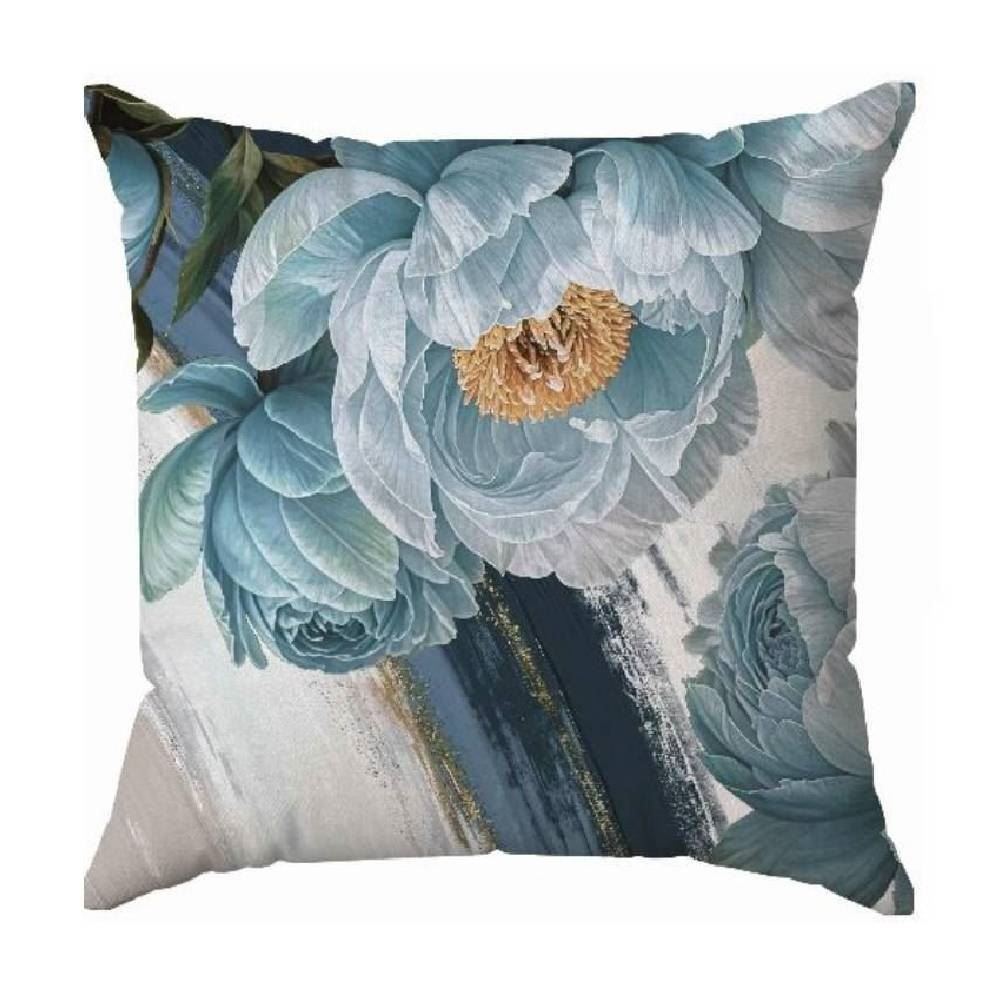 Almofada Veludo 48X48 Cm Estampada Havan Casa - Camélia Azul 