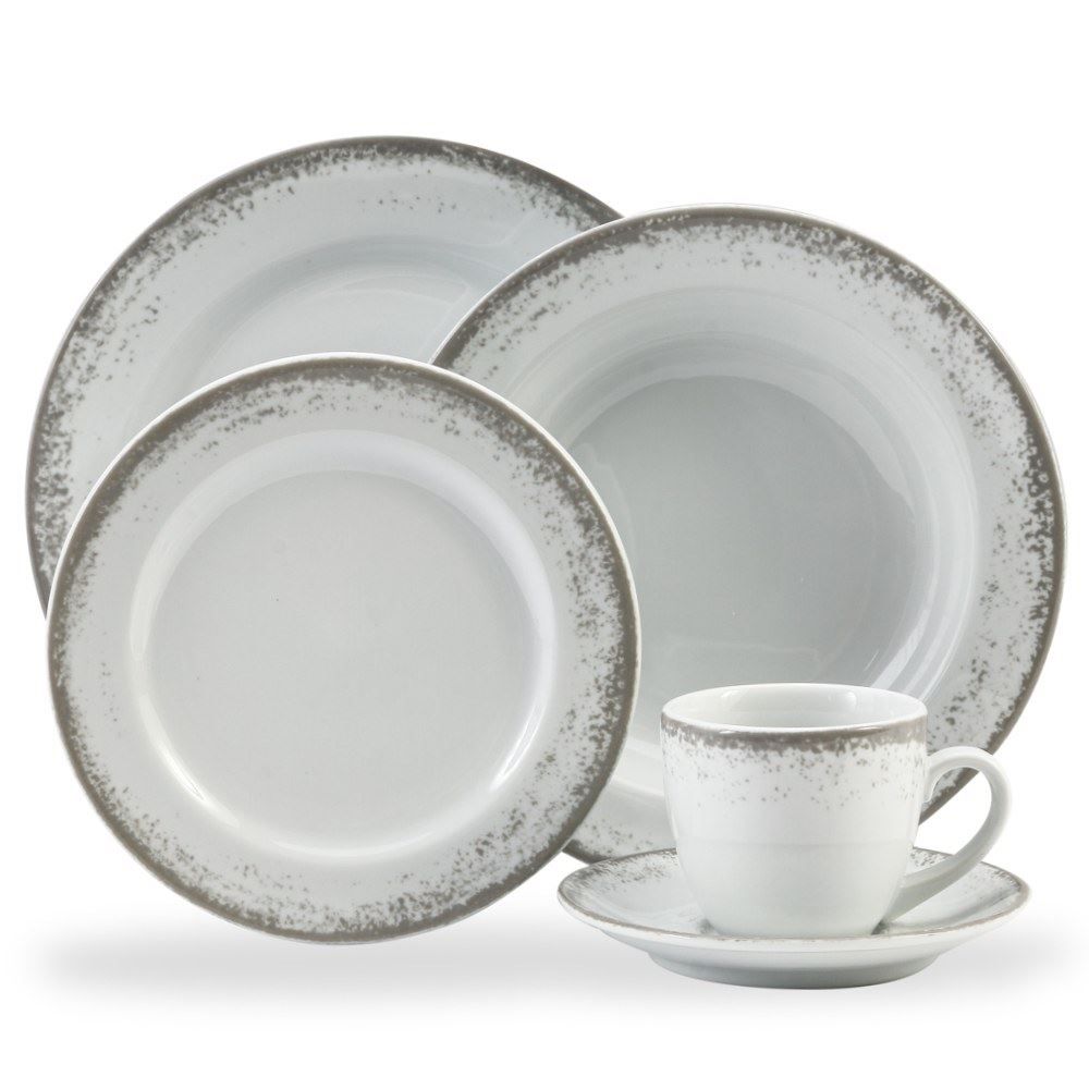 Aparelho De Jantar De Porcelana Névoa Cinza Schmidt 30 Peças - Porcelana