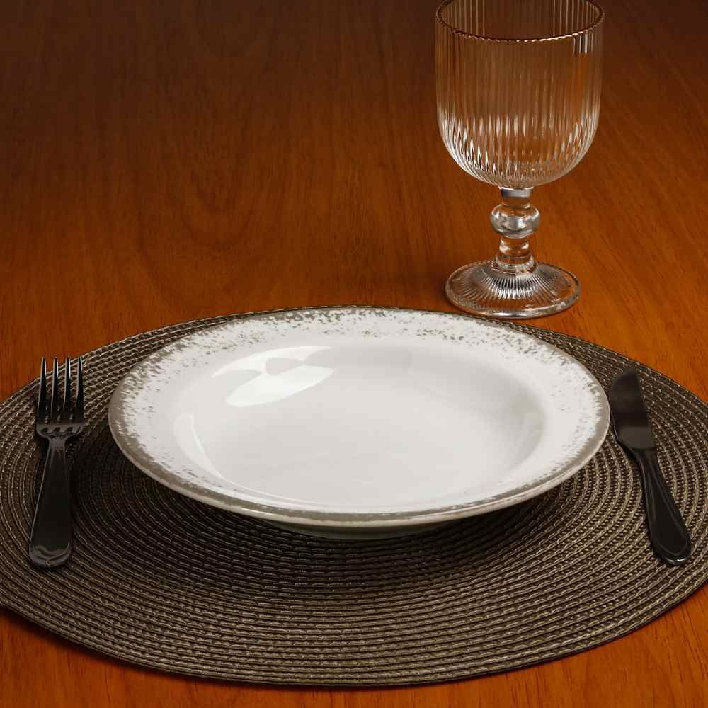 Aparelho De Jantar De Porcelana Névoa Cinza Schmidt 30 Peças - Porcelana