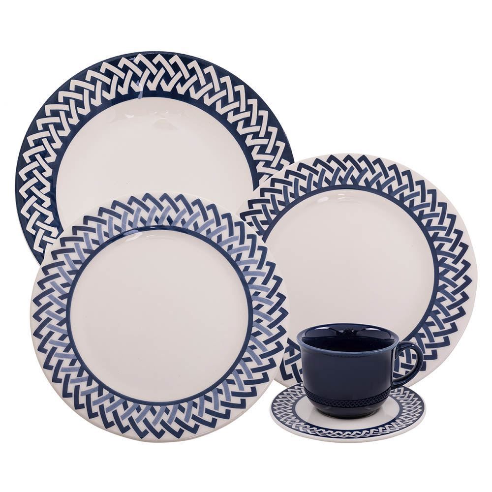 Aparelho De Jantar Havan Casa Trama Blue 20 Peças - Cerâmica