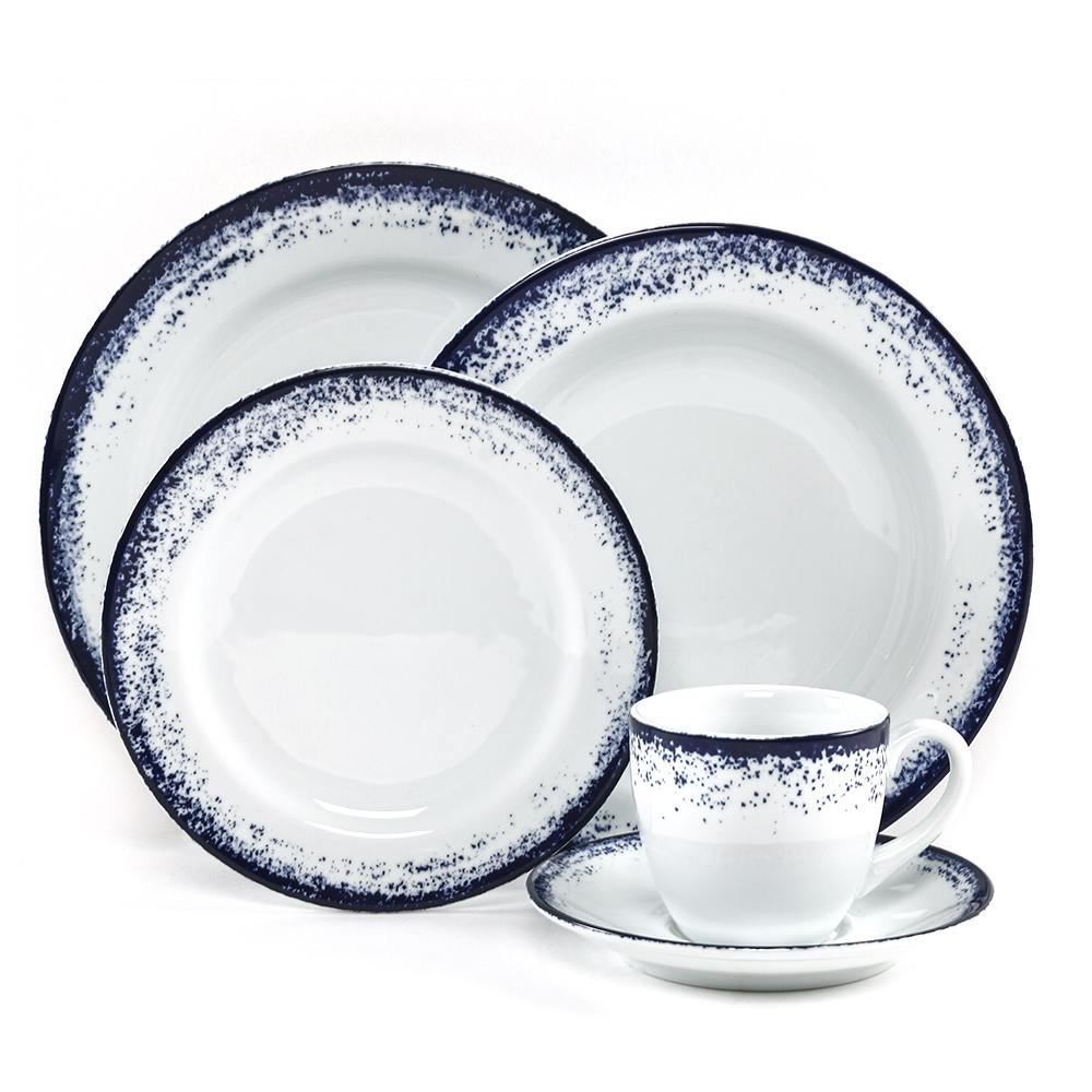 Aparelho De Jantar Porcelana Névoa Azul Schmidt 30 Peças - Névoa Azul 