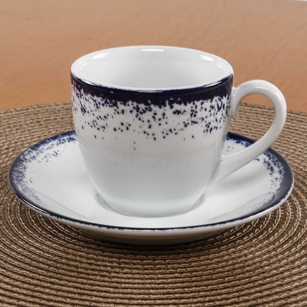 Aparelho De Jantar Porcelana Névoa Azul Schmidt 30 Peças - Névoa Azul 