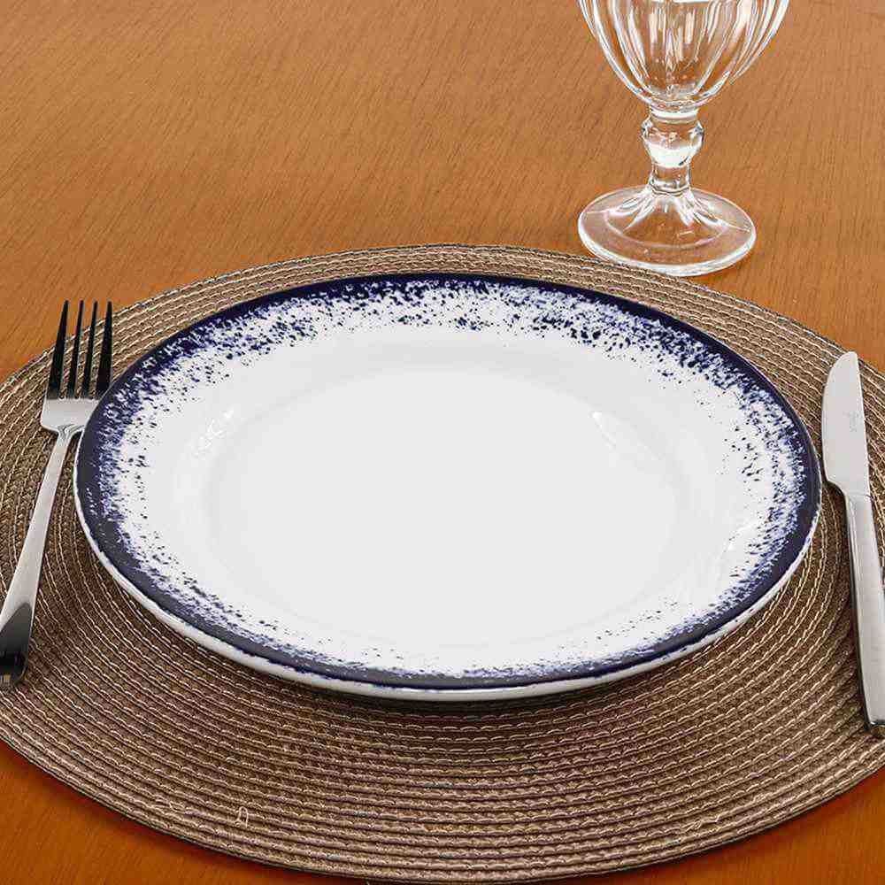 Aparelho De Jantar Porcelana Névoa Azul Schmidt 30 Peças - Névoa Azul 