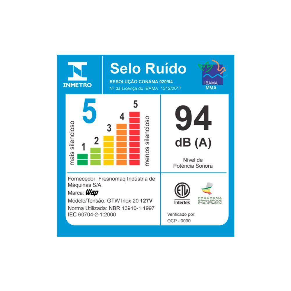 Aspirador de Pó e Água WAP 20 Litros Inox GTW 1600W