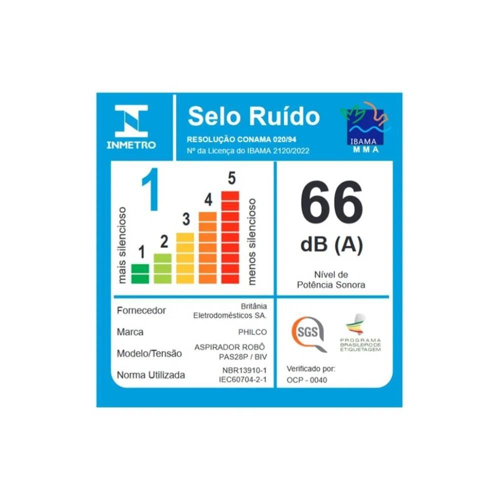 Aspirador De Pó Robô Philco Função Mop Pas28p - Bivolt