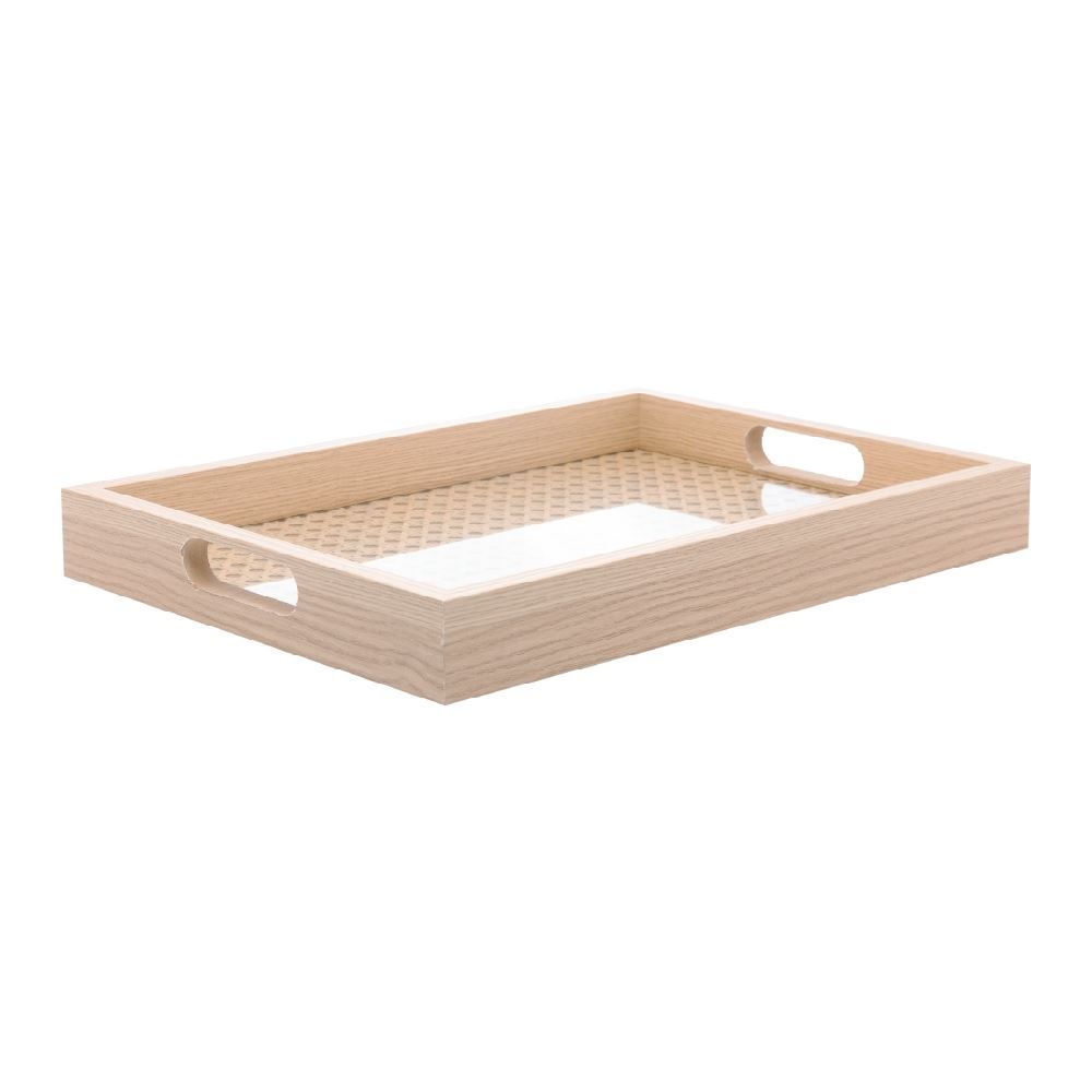 Bandeja De Mdf Com Fundo Treliça Lyor 35 Cm - Bege