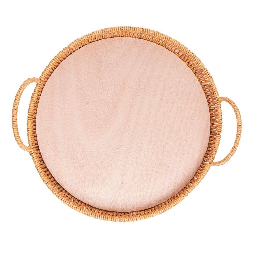 Bandeja Redonda Com Alça Kali 25Cm Lyor -  25Cm