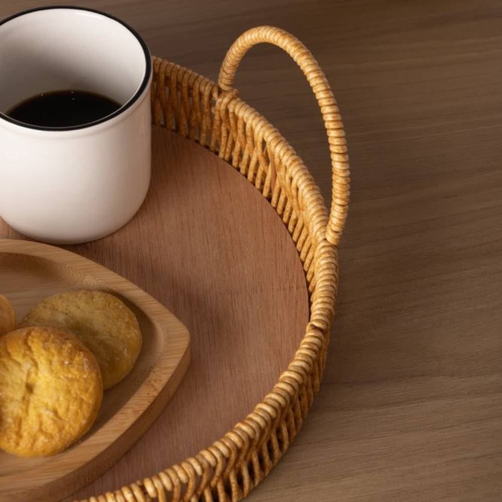 Bandeja Redonda Com Alça Kali 25Cm Lyor -  25Cm