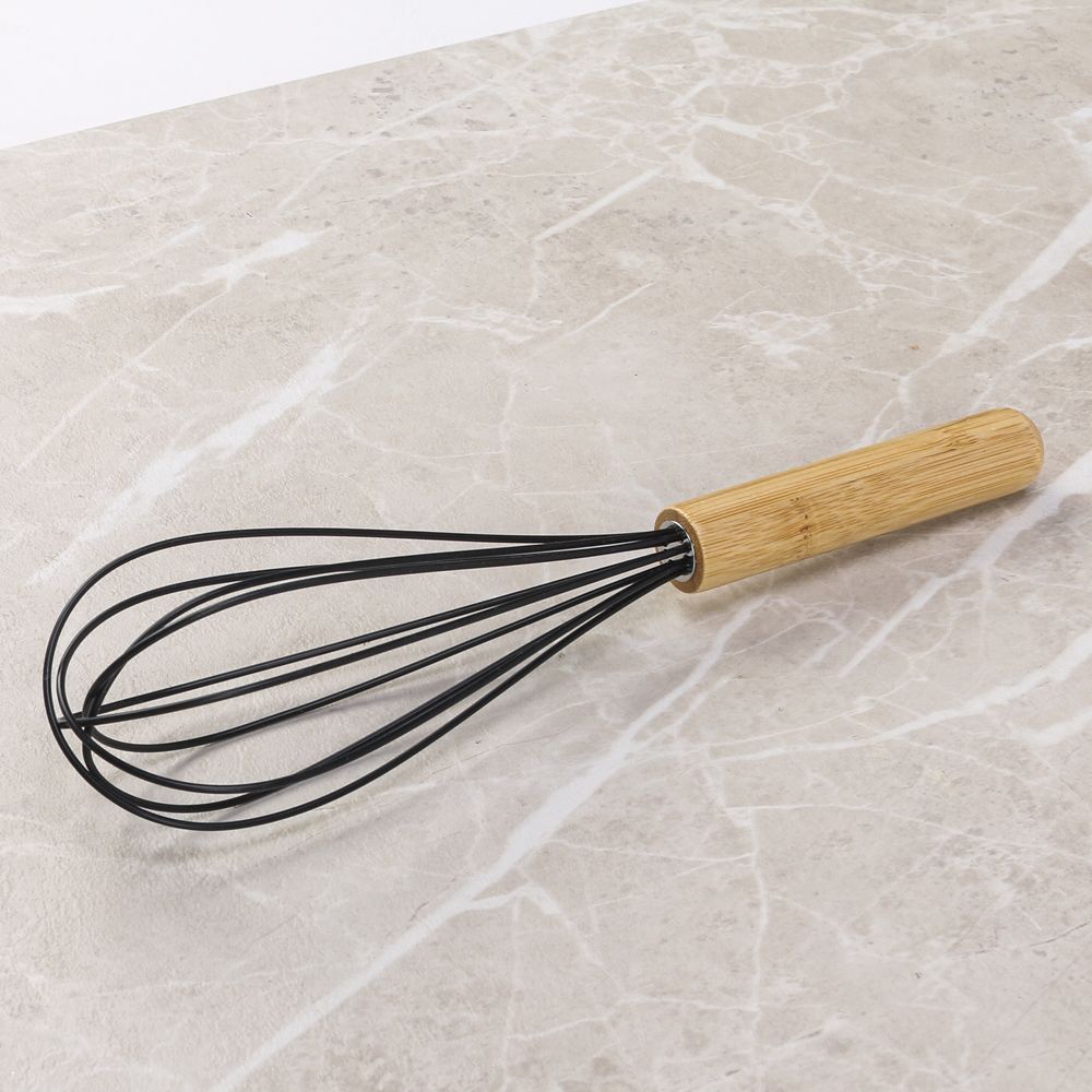 Batedor Fouet De Silicone Com Cabo De Bambu Havan Casa - Preto