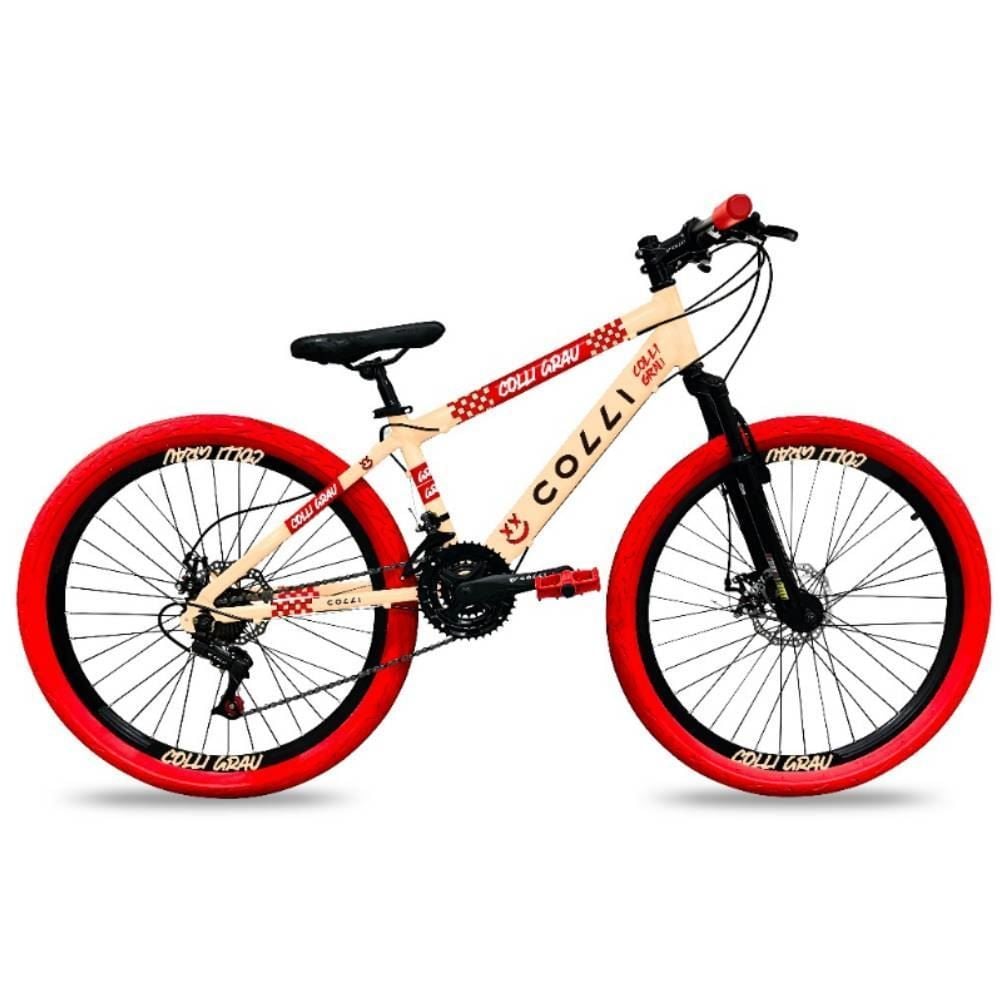 Bicicleta Colli Grau Aro 26 Freios A Disco 21V - Bege e Laranja
