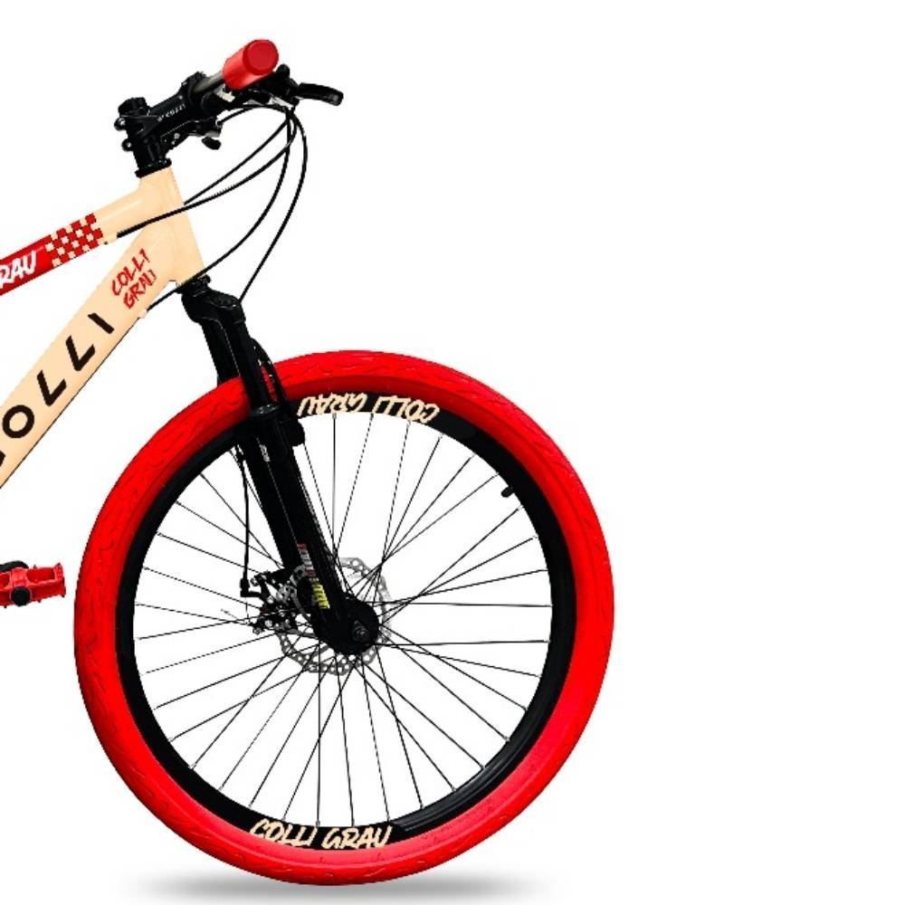Bicicleta Colli Grau Aro 26 Freios A Disco 21V - Bege e Laranja