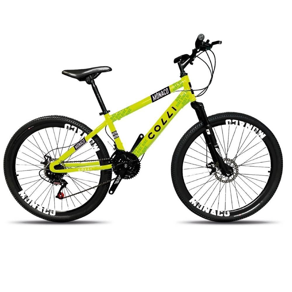 Bicicleta Colli Monaco Aro 26 Aero 21V Pedivela Triplo Aço - Amarelo