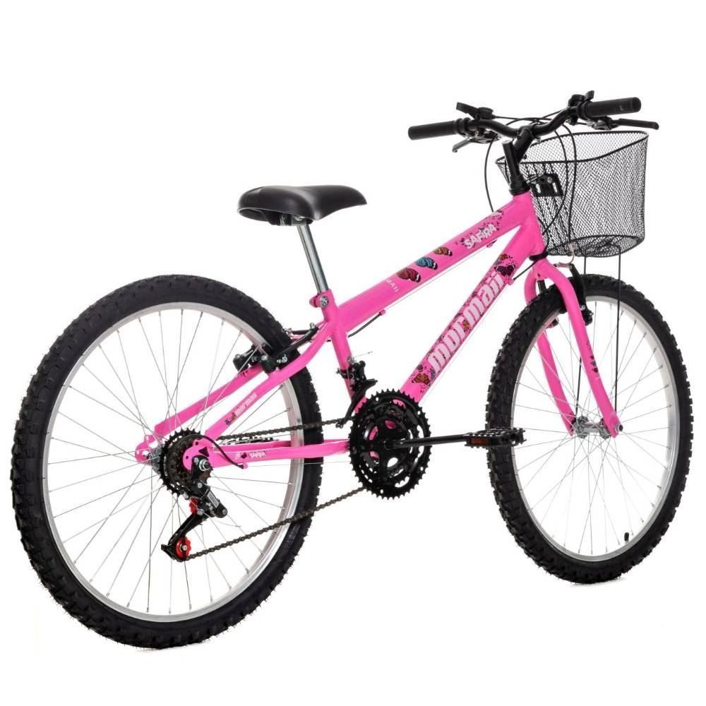 Bicicleta Eco Mormaii Aro 24 Aero 18V Safira Com Cesta - Rosa