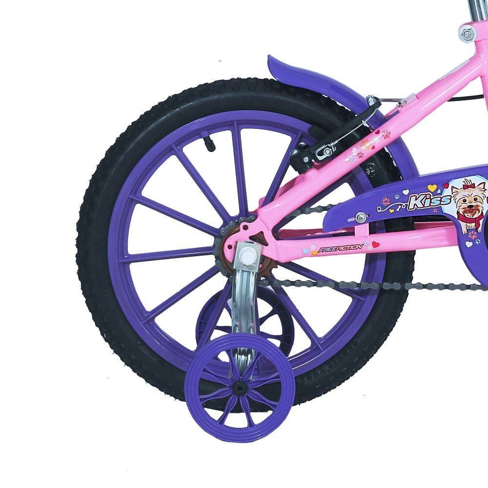 Bicicleta Infantil Kiss Aro 16 Free Action - Rosa