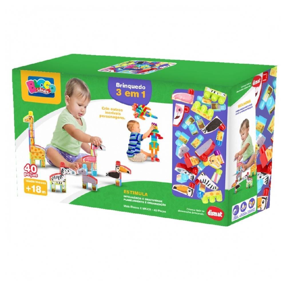 Blocos De Montar Mais Blocos 40 Peças Dismat  - AMK431 