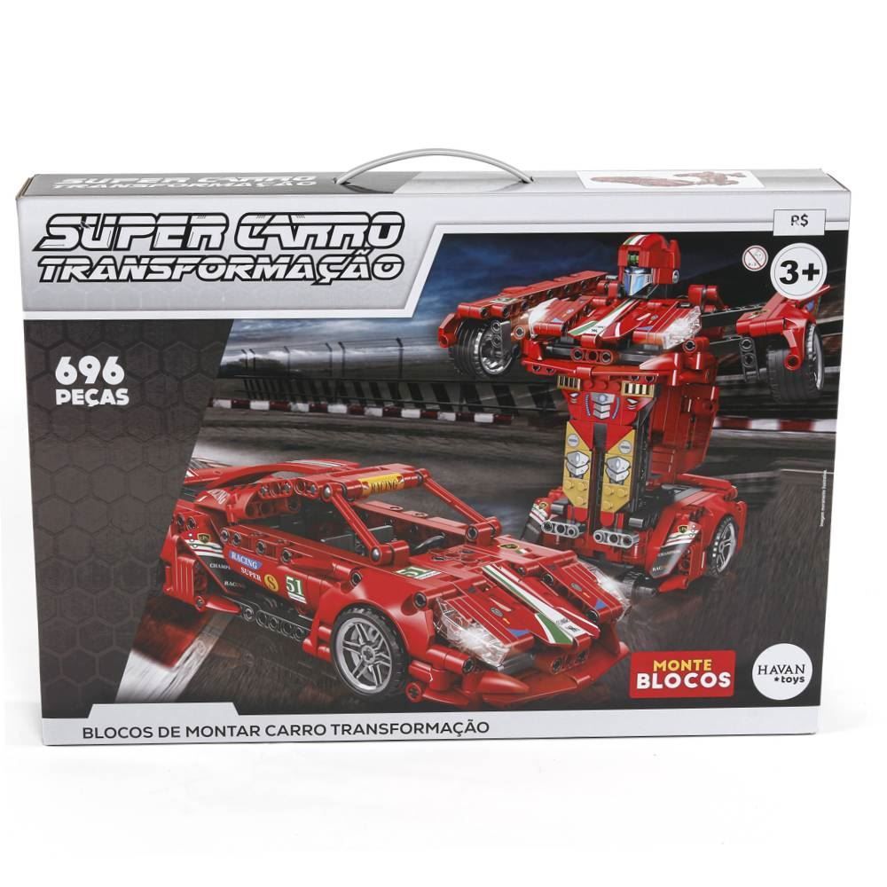Blocos De Montar Transformação Carro Vira Robô 2 Em 1 Havan Toys - HBR0682