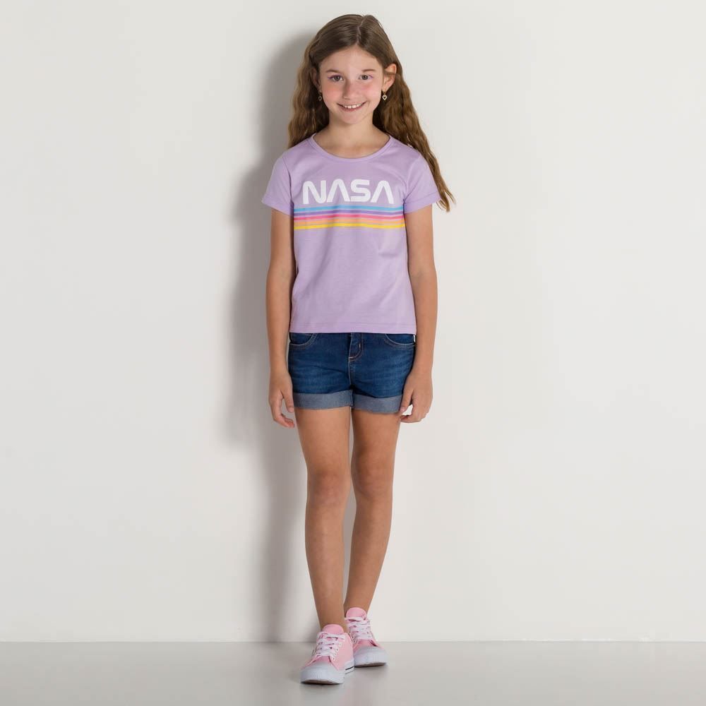 Blusa 4 a 10 anos Malha Nasa Linhas BandUP