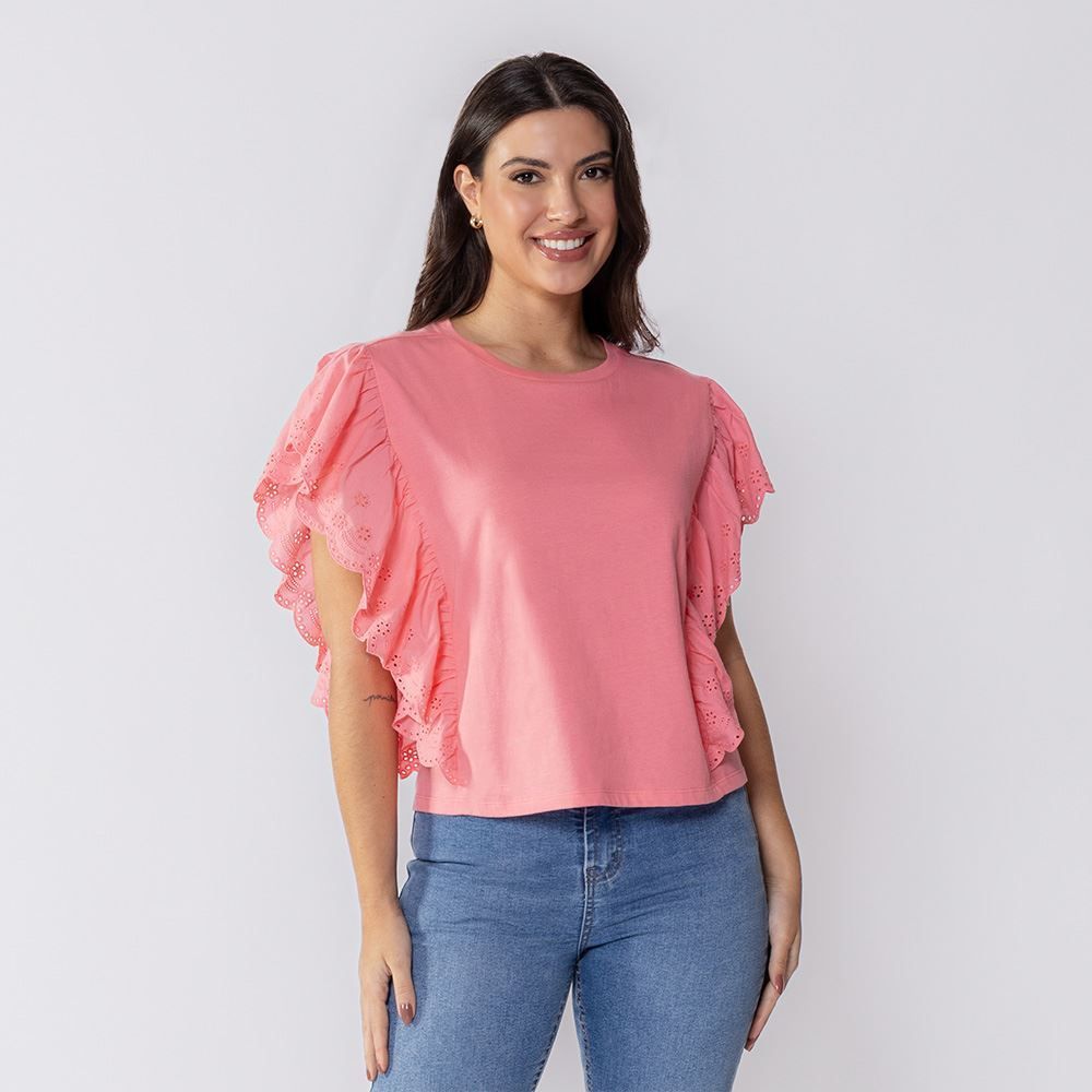 Blusa Feminina Com Babado Em Laise Boby Blues