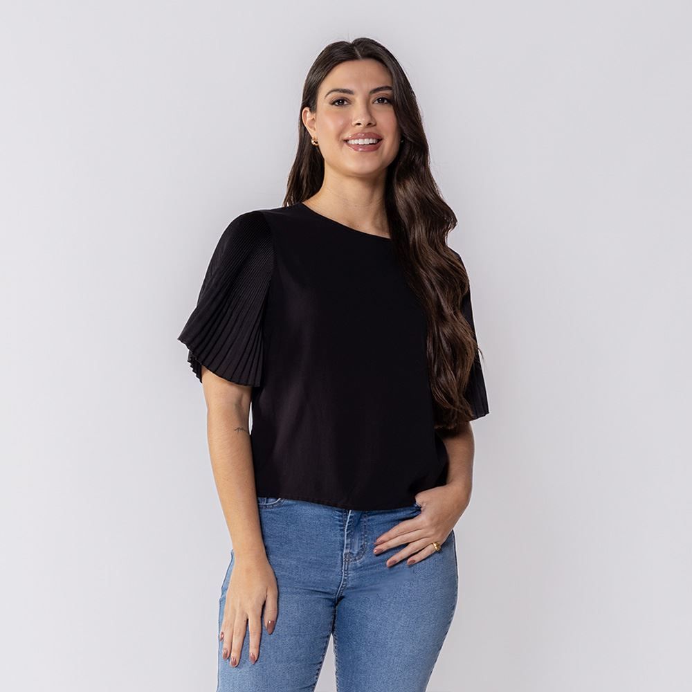 Blusa Feminina Com Manga Plissada Patricia Foster