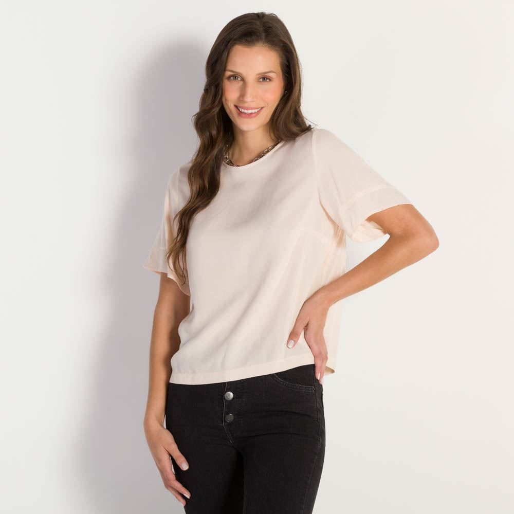 Blusa Feminina Manga Curta Botão Patrícia Foster