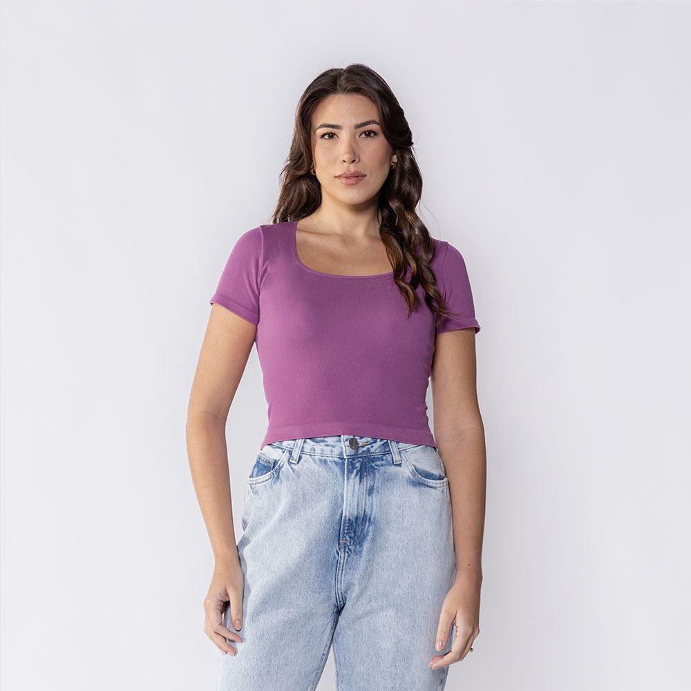 Blusa Feminina Manga Curta Canelada Boby Blues