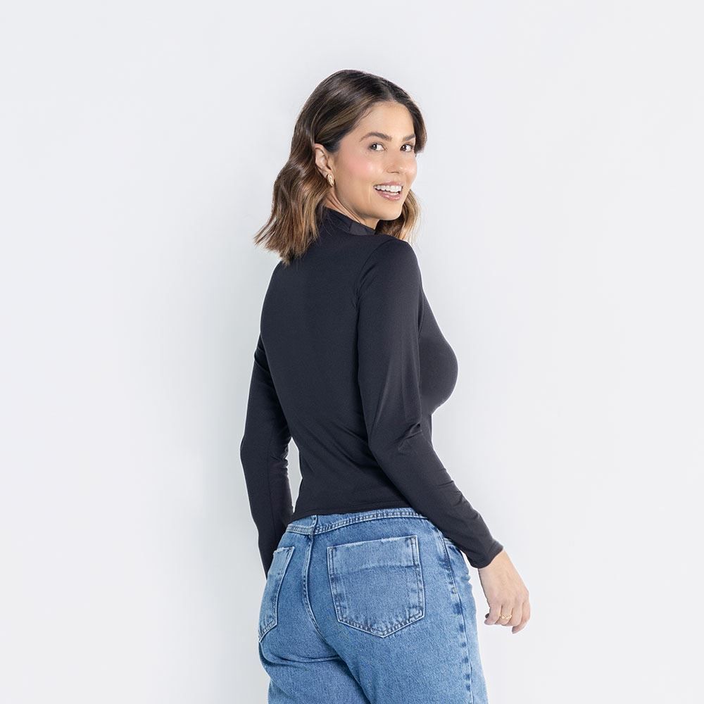 Blusa Feminina Manga Longa De Microfibra Patricia Foster