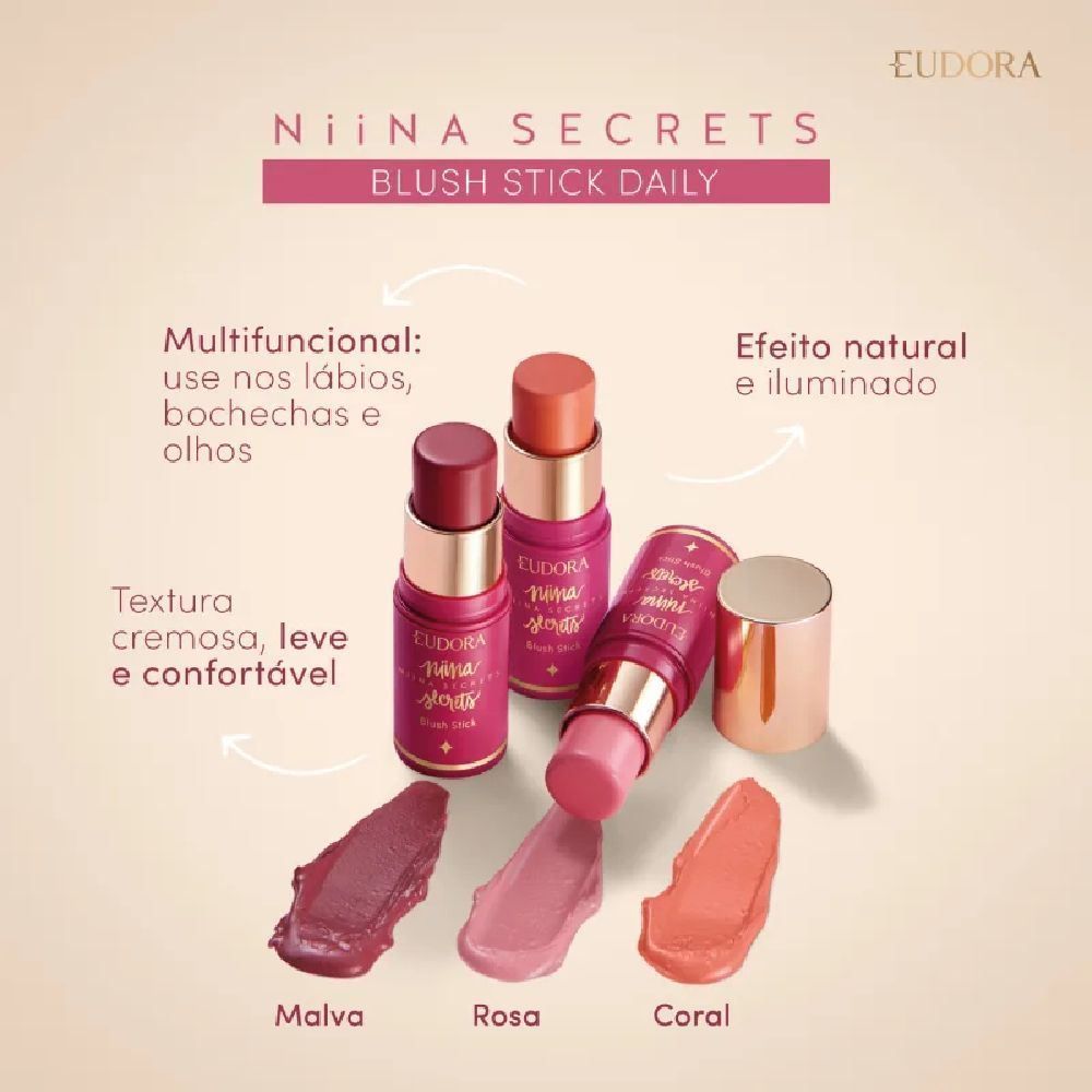 Blush Stick Daily Rosa Eudora Niina Secrets Eudora - 5g