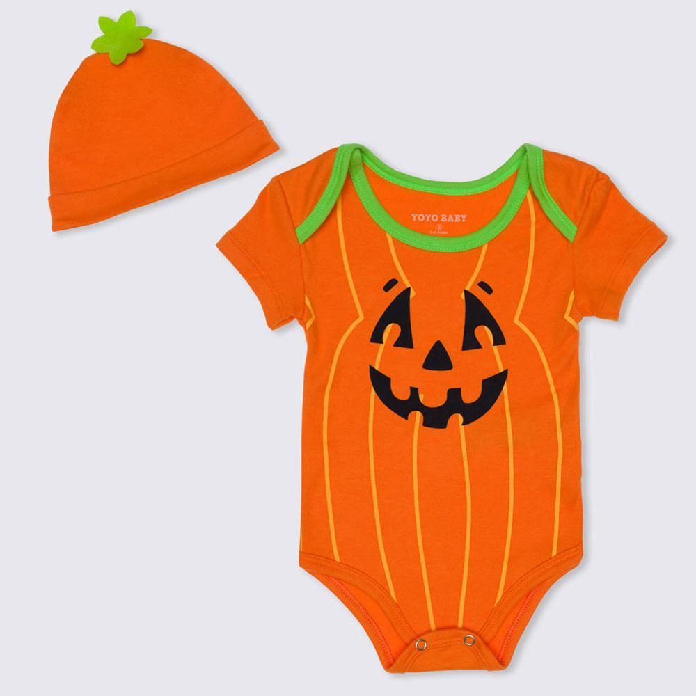 Body de Bebê Menino Abóbora com Touca Yoyo Baby