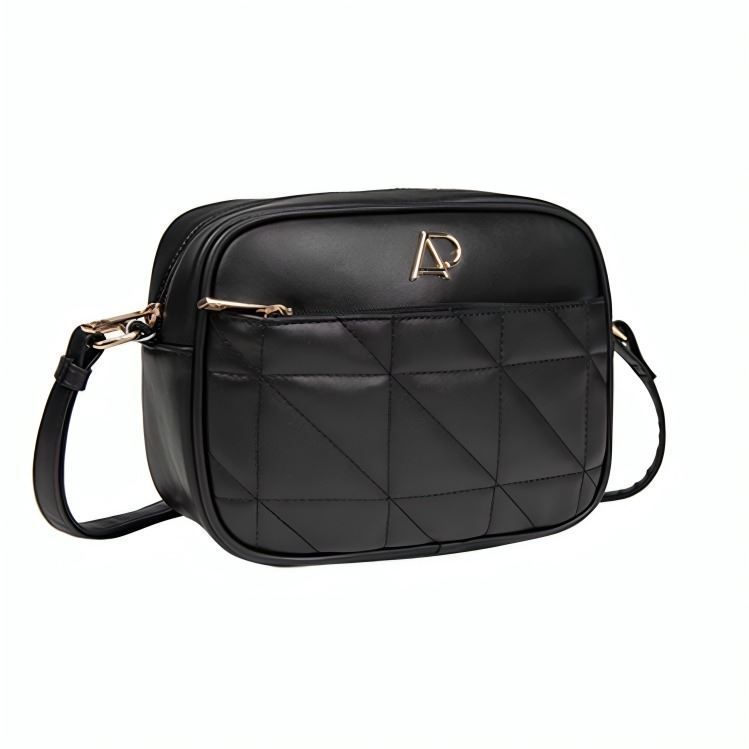 Bolsa Transversal Feminina Com Detalhe De Metal Alice Palucci - Preto