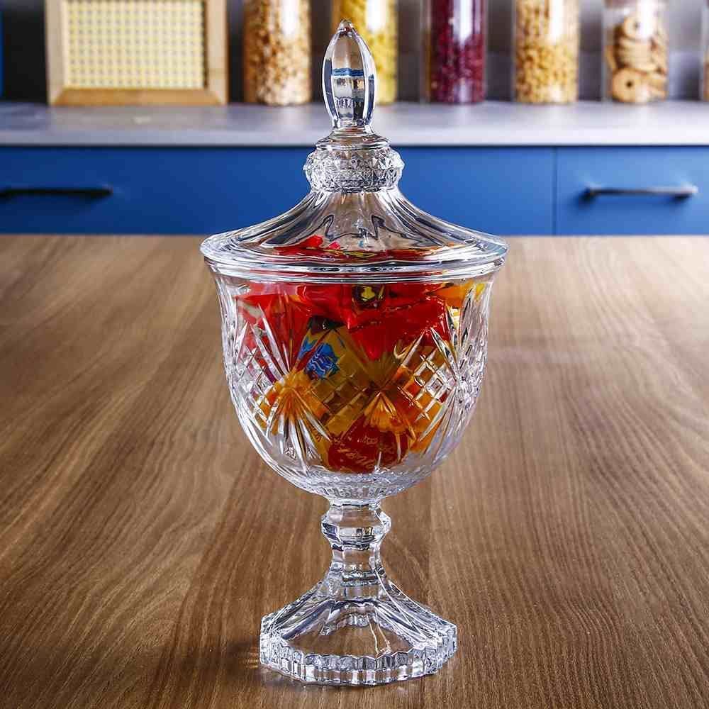 Bomboniere Com Pé De Vidro Bianca Hauskraft 11,5Cm - Transparente