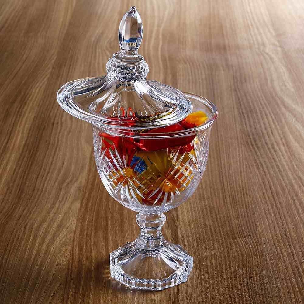 Bomboniere Com Pé De Vidro Bianca Hauskraft 11,5Cm - Transparente