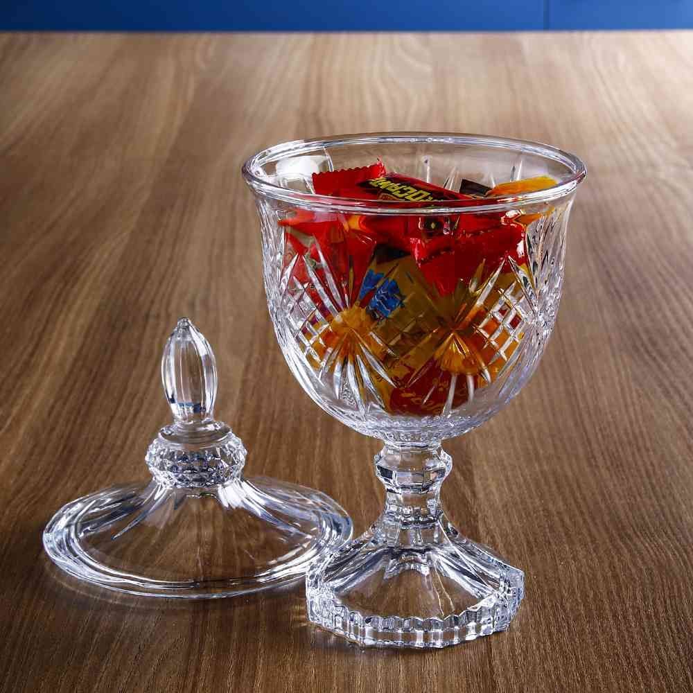 Bomboniere Com Pé De Vidro Bianca Hauskraft 11,5Cm - Transparente