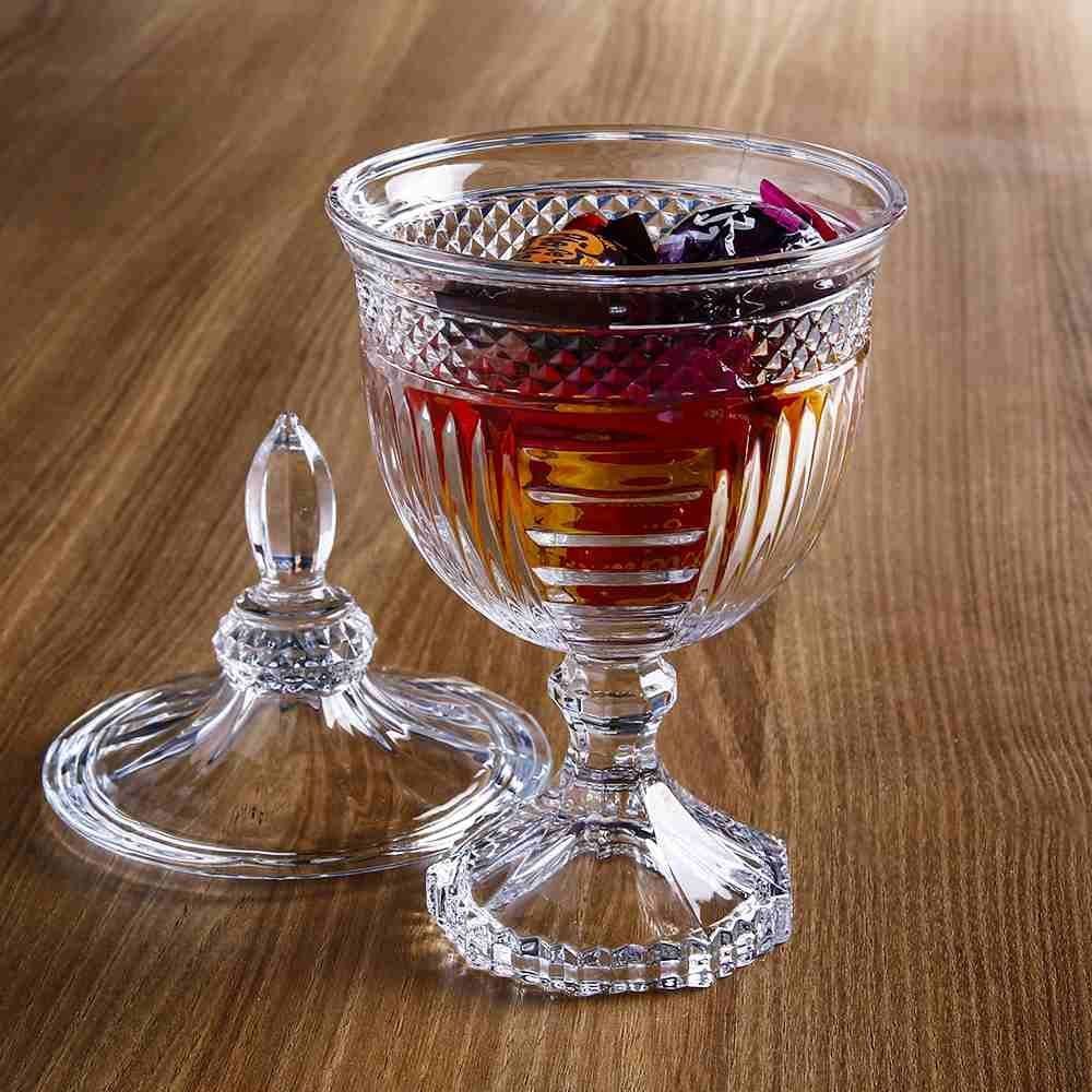 Bomboniere Com Pé De Vidro Vanessa Hauskraft 11,5Cm - Transparente