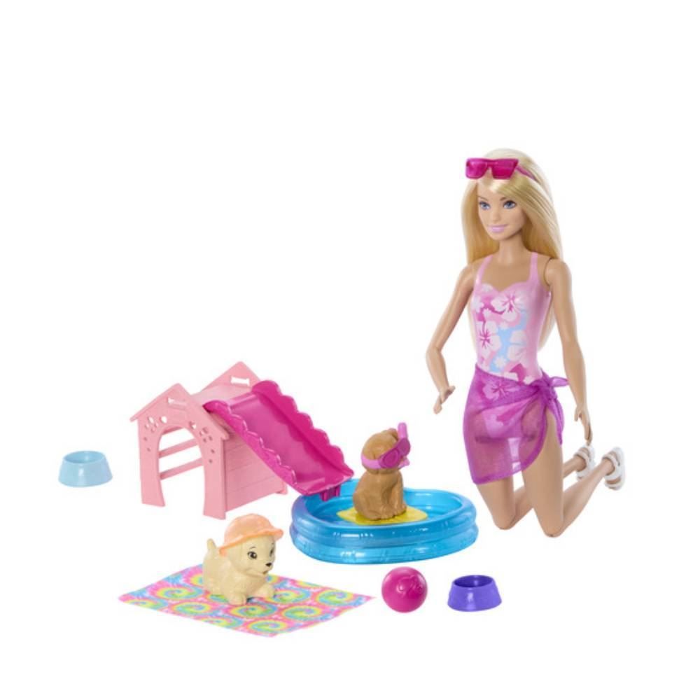 Boneca Barbie Festa Na Piscina Com Cachorrinhos Mattel - JBF35