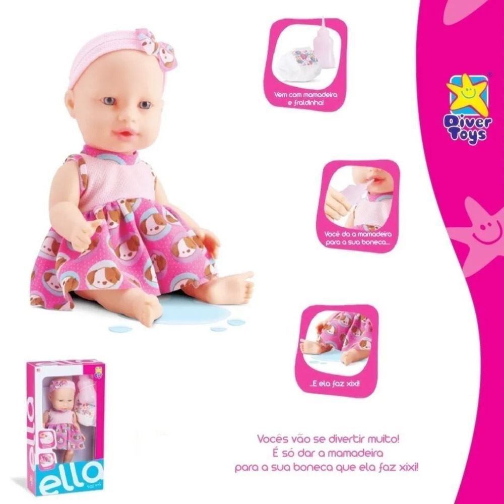 Boneca Ella Faz Xixi Divertoys - 8165
