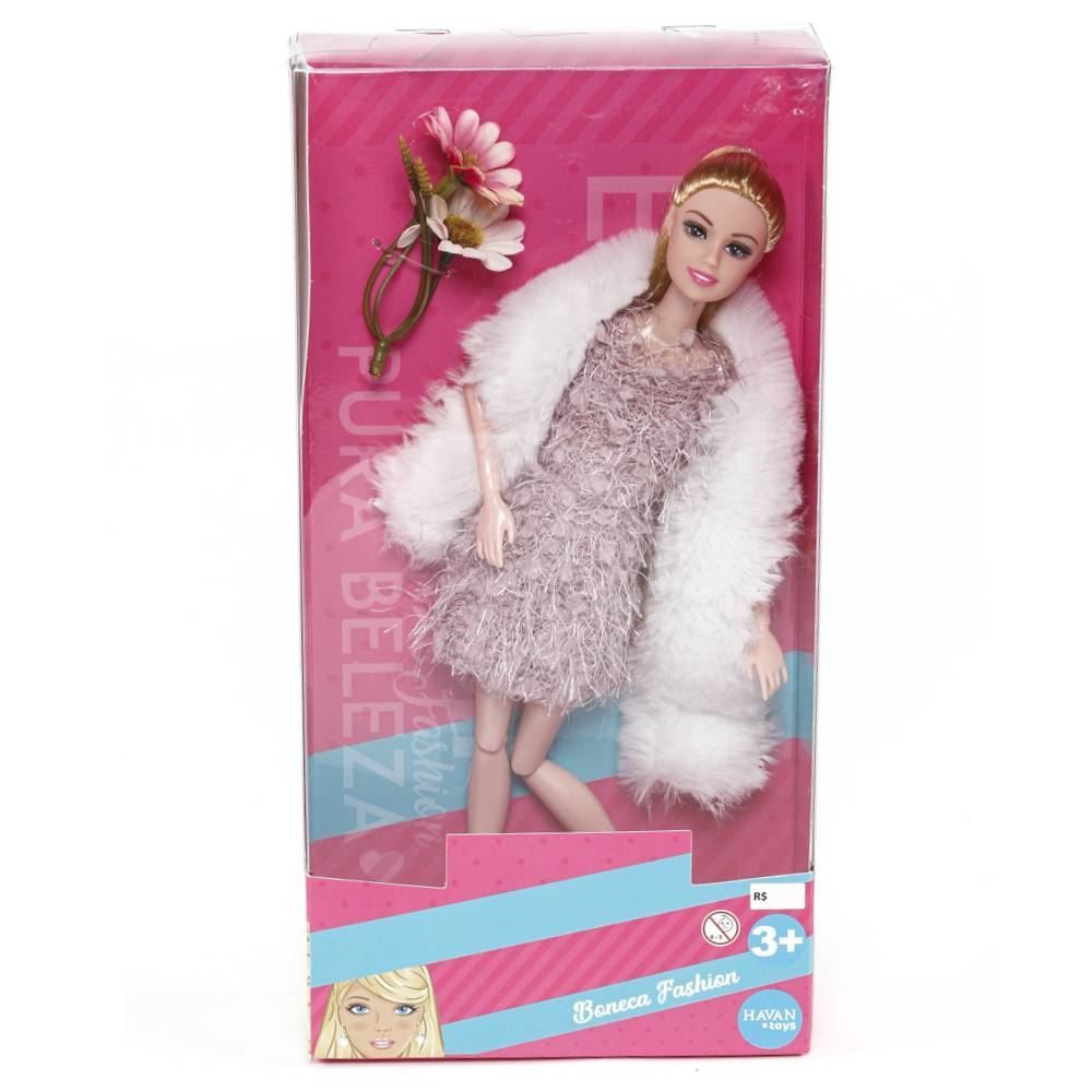 Boneca Helena Fashion Vestido Rosa Havan Toys - HBR0660