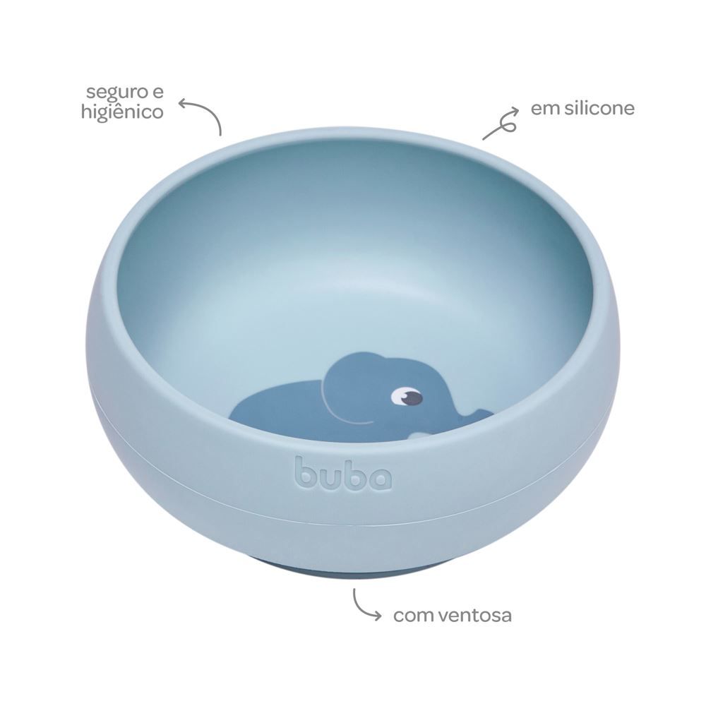 Bowl Em Silicone Com Ventosa Cloudy Buba +6M - AZUL CLARO