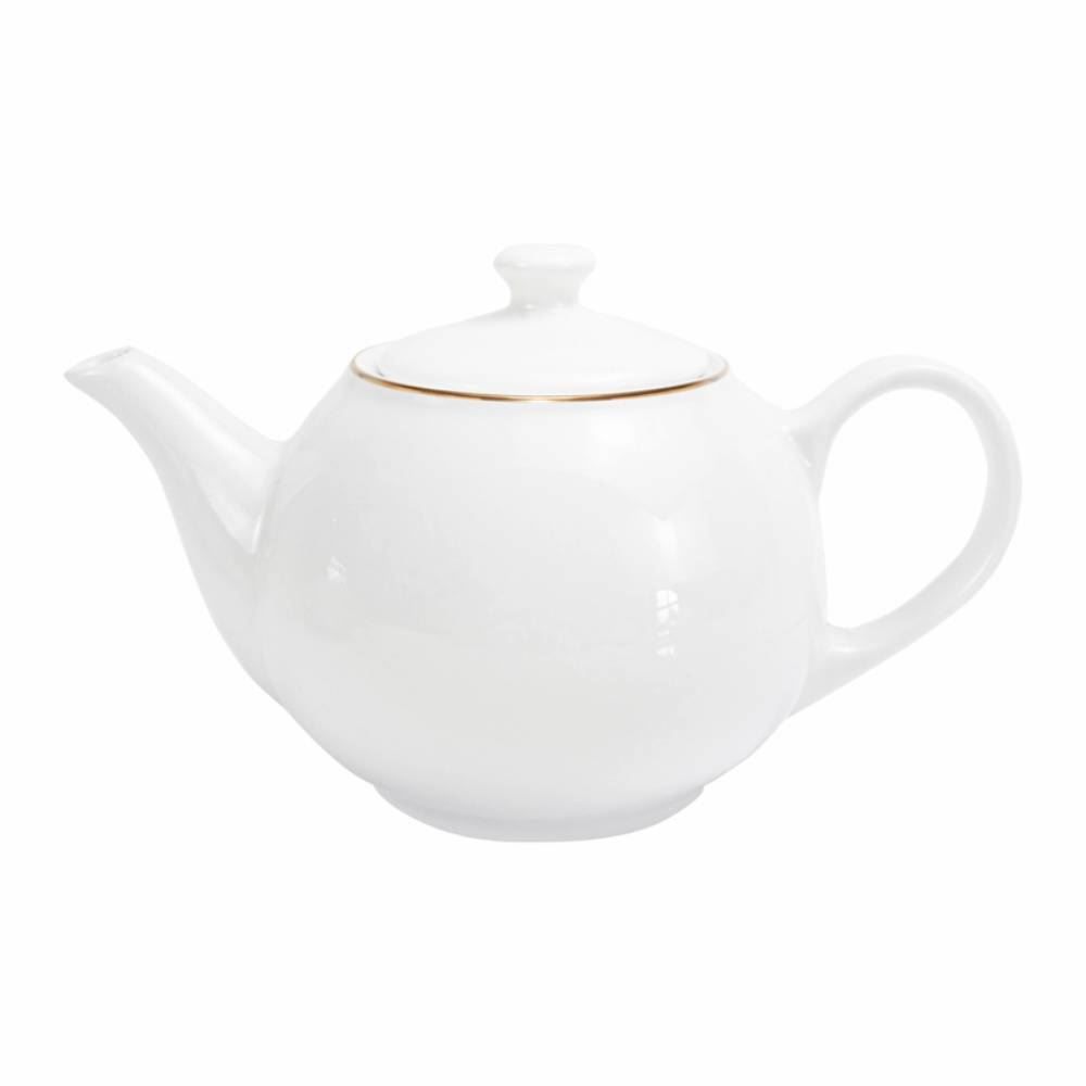 Bule De Porcelana Royal Com Filete Dourado 900Ml - Hauskraft