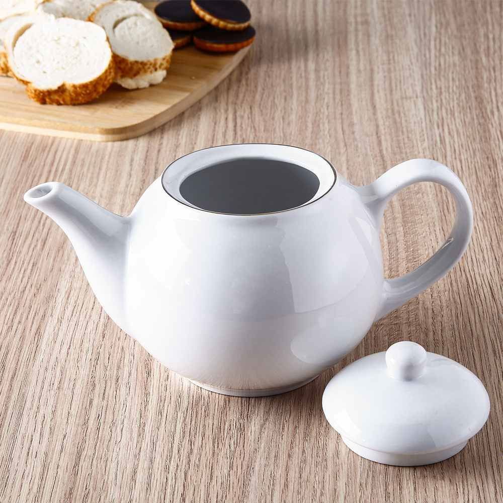 Bule De Porcelana Royal Com Filete Dourado 900Ml - Hauskraft