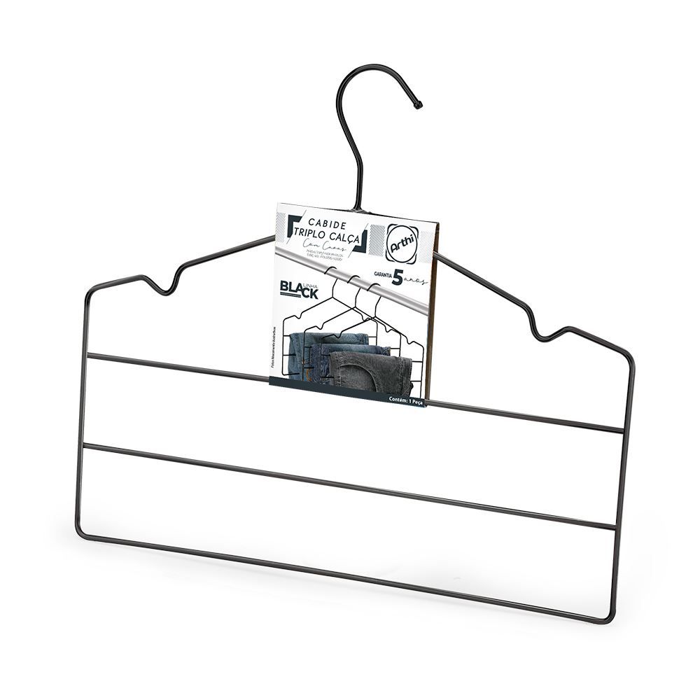 Cabide Triplo Para Calça Com Cavas Black Arthi