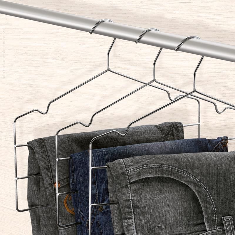 Cabide Triplo Para Calça Com Cavas Cromado Arthi