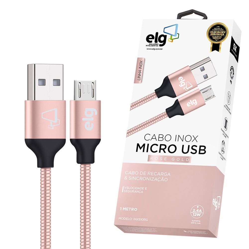 Cabo Micro USB 1 Metro Inox INX510 ELG - Rose